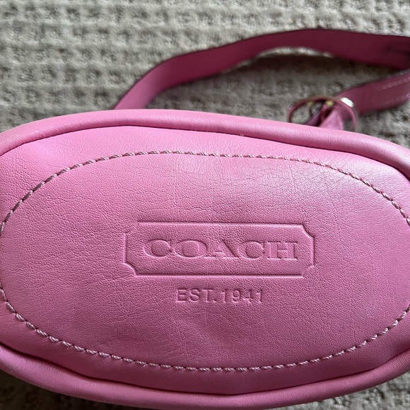 Coach Rugby Striped Pink Leather Duffel Bucket Tote - Picture 2 of 11